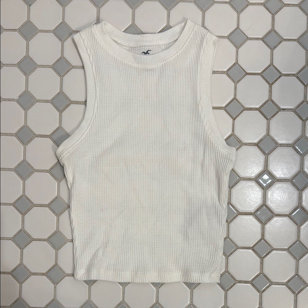 Hollister Cream Ribbed Tank Top